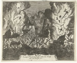 Batalla de Lowestoft, 1665 Batalla naval entre los ingleses y los holandeses sucesivos el 13 de junio de 1665 (título sobre el objeto) de Gaspar Bouttats (attributed to)