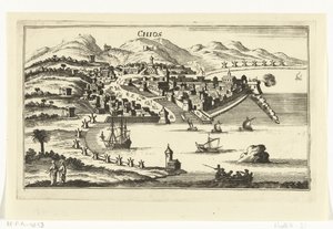 Vista de Quíos Imágenes topográficas de puertos, ciudades e islas en el Mediterráneo (título de la serie)