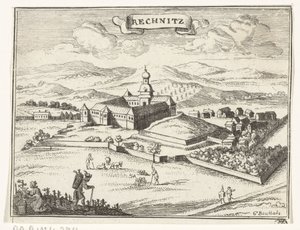 Vista de Rechnitz Imágenes topográficas de Austria, Hungría y los Balcanes (título de serie) Breve descripción, y el aen-wysinghe der placesen in desen boeck, con sus palabras teghen, de pie, pertinentemente uyt-ghebeldt, en Oostenryck (ser