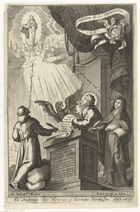 La Virgen María es arrebatada al reino de los cielos Historia divina y vida de la Virgen maria (título sobre objeto)