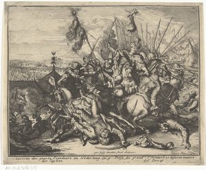 Derrota del ejército otomano durante el asedio de Viena Breve descripción, y aen-wysinghe der plaetsen in desen boeck, con sus palabras teghen, de pie, pertinentemente uyt-ghebeldt, en Oostenryck (título de la serie) de Gaspar Bouttats