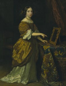Niña de pie ante un espejo, 1668 de Gaspar Netscher