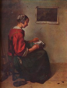 La Encajera, 1662 de Gaspar Netscher