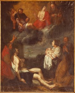 Iglesia parroquial (Sint-Pieterskerk). Interior. Nave sur. El altar. Pintura. El nacimiento de Cristo. Attr. a G De Craeyer. Siglo XVII. (cuadro) de Gaspar De Crayer