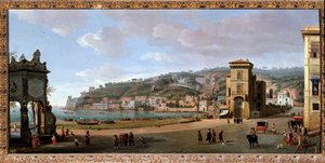 Vista del distrito de Chiaia, Nápoles de Gaspar van Wittel