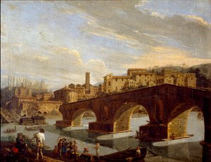 Vista del Tíber a la altura del puente roto en Roma