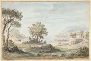 Paisaje con un templo redondo de Gaspar van Wittel