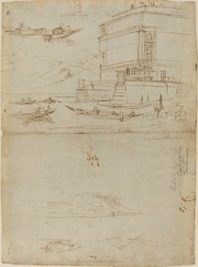 Estudios del Lago Maggiore y la entrada a un palacio de Gaspar van Wittel