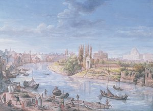 Vista de Roma con San Pedro y el Castel Sant