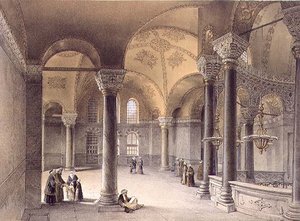 Haghia Sophia, lámina 14: la Galería Oriental, grabado por Louis Haghe, publicado en 1852 de Gaspard (after) Fossati