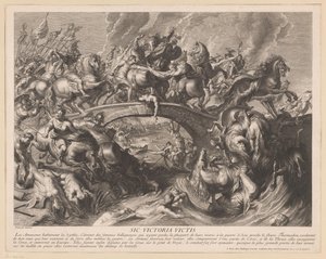 batalla amazona en un puente de Gaspard Duchange (attributed to)