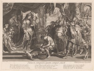Thomiris sumerge la cabeza de Cyrus en un tazón de sangre de Gaspard Duchange (attributed to)