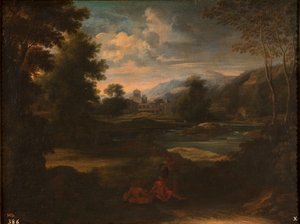 Dughet - Paisaje con tres figuras, 1648 - 1650 de Gaspard Dughet