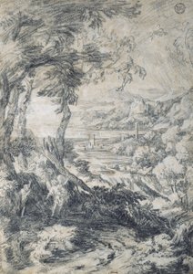 Paisaje con Elías y el ángel en el monte Horeb de Gaspard Dughet