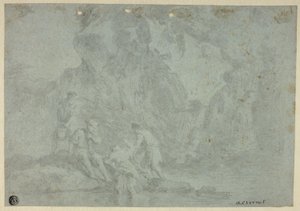 Paisaje rocoso con figuras de Gaspard Dughet