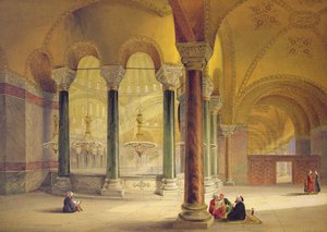 Haghia Sophia, placa 11: la Galería Meme en la esquina suroeste, grabado por Louis Haghe (1806-85) publicado 1852