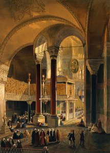 Haghia Sophia, lámina 8: la Galería Imperial y el palco, grabado por Louis Haghe, publicado en 1852 de Gaspard Fossati