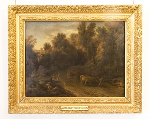 Paisaje Clásico con un Carro de Bueyes y Figuras de Gaspard Poussin Dughet