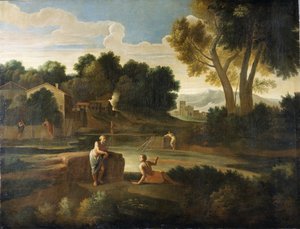 Paisaje clásico con figuras de Gaspard Poussin Dughet
