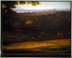 Paisaje pastoral italiano, sin fecha de Gaspard Poussin Dughet