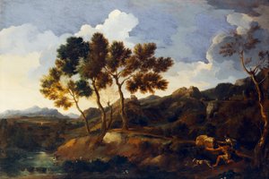 Paisaje con deportistas c.1636-39 (óleo sobre lienzo) de Gaspard Poussin Dughet