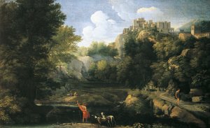 Paisaje fluvial con pastor de Gaspard Poussin Dughet