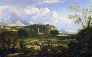 Vista de la Campagna romana (óleo sobre lienzo) de Gaspard Poussin Dughet