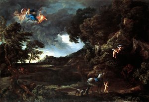 Paisaje con la unión de Dido y Eneas, c.1664-48 de Gaspard Poussin and Maratta or Maratti Carlo Dughet