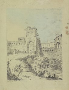 Paisaje con muralla de la ciudad de Gasparo Galliari