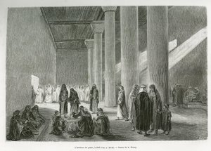 Dentro del palacio del Emir Muhammad Ibn Abdullah Al Rashid (1872-1897), en Hail, Arabia Saudita. Ilustración de la historia “peregrinación al Nedjed, cuna de la raza árabe”, por Lady Anna Blunt, en 1878-1879, publicado en Le tour du monde