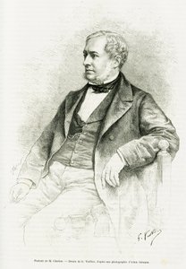 Retrato de Edouard Charton. Ilustración del artículo titulado M. Charton por Paul Laffite en Le tour du monde 1890, editado por Edouard Charton (1807-1890), Hachette, París de Gaston Vuillier