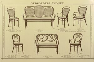 Catálogo de sillas y sofás de los hermanos Thonet, dibujo, Austria de Gebruder Thonet