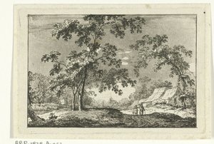 Paisaje boscoso con dos excursionistas de Geerlig Grijpmoed