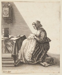 Una mujer plisando de Geertruyt Roghman