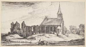 Vista hacia la iglesia en Sloten de Geertruyt Roghman