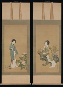 Yanji con orquídeas y Yang Guifei con peonías