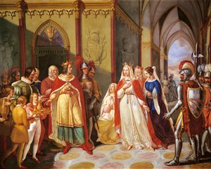 Tancredo enviando a Constanza de Hauteville a su marido Enrique IV, por Gennaro Maldarelli (1795-1858), Italia de Gennaro Maldarelli