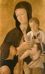 Madonna con niño y dos donantes, 1460 de Gentile Bellini