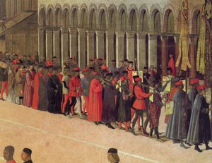 Procesión en la Plaza de San Marcos, detalle de músicos (detalle)