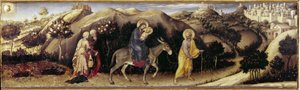 Retablo de la Adoración de los Magos: Huida a Egipto - panel central de Gentile da Fabriano