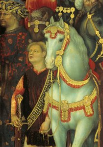 La Adoración de los Magos, (detalle) de los caballos de Gentile da Fabriano
