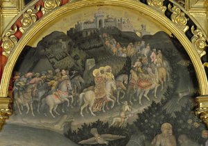 La Adoración de los Magos detalle del viaje a Jerusalén (detalle) de Gentile da Fabriano