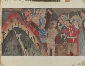 Estación de la Cruz No. 10: Jesús es despojado de sus vestiduras, c. 1936 de Geoffrey Holt