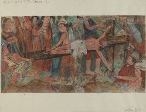 Estación de la Cruz No. 11: Jesús es clavado en la cruz, c. 1936 de Geoffrey Holt