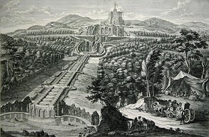 Vista sobre el Octágono y las Cascadas, grabado por W.C. Mayr de Georg (after) Finck or Fuenck