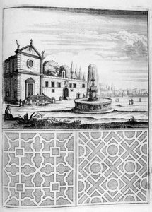 Casa, fuente y diseño de jardín de Georg Andreas Bockler