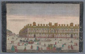 Nombre del arsenal en Berlinijn Perspectiva de la Real Arsenales, contra el Cron.Prinzl. Palacio en Berlín de Georg Balthasar Probst (possibly)
