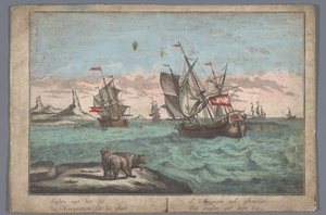 Vista de los barcos que navegan en el mar de hielo Das Seeglen auf dem Eis (título sobre el objeto)