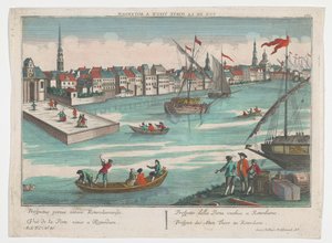 Vista del Ooster Oude Hoofdpoort en Rotterdam Prospect des Alten Thors zu Rotterdam (título sobre el objeto) Rotterdam (título de la serie) de Georg Balthasar Probst