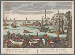 Vista del puerto de Génova Gesicht des Meer Hafens der Stadt Genoa (título sobre el objeto) Vistas al puerto (título de la serie)